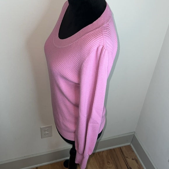 LOFT‎ ribbed sweater puff long sleeves round neckline sz M - Picture 4 of 7